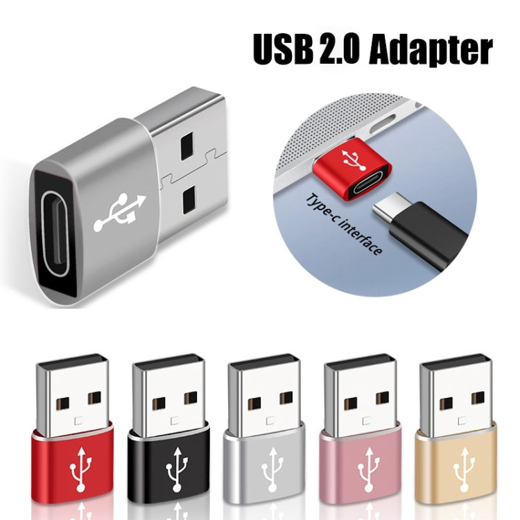 USB-C / Type-C Female to USB 2.0 Male Aluminum Alloy Adapter, Support Charging & Transmission(Silver) - Type-C Adapter by buy2fix | Online Shopping UK | buy2fix