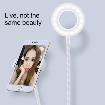 Clip Style Universal Cell Phone Holder Bracket Selfie Ring Light with 3-Color Light Adjustment, for Studio Recording, Live Broadcast, Live Show, KTV, etc.(White) - Consumer Electronics by buy2fix | Online Shopping UK | buy2fix