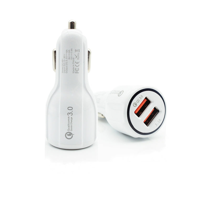 Qc3.0 Dual USB 6A Vehicle Fast Charger / Mobile Phone Tablet Fast Charging(White) - Car Charger by buy2fix | Online Shopping UK | buy2fix