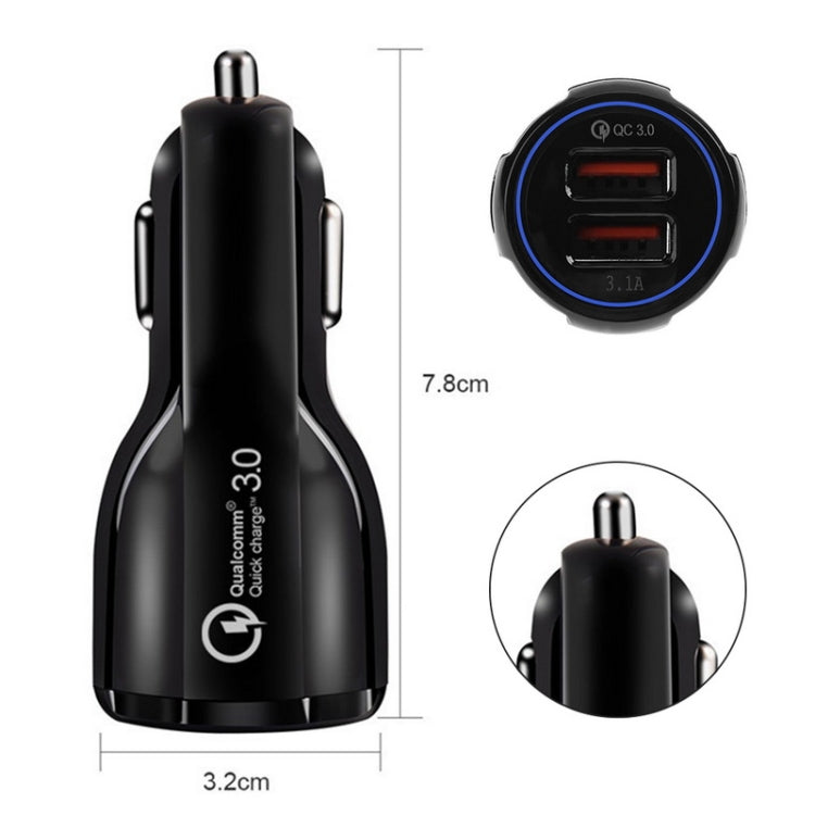 Qc3.0 Dual USB 6A Vehicle Fast Charger / Mobile Phone Tablet Fast Charging(Black) - Car Charger by buy2fix | Online Shopping UK | buy2fix