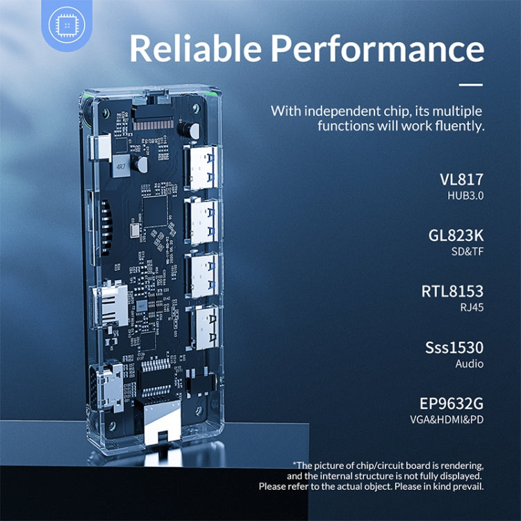 ORICO WB-8P 8-in-1 Type-C Transparent HUB - Computer & Networking by ORICO | Online Shopping UK | buy2fix