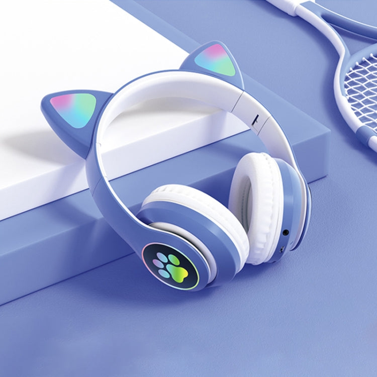 T&G TN-28 3.5mm Bluetooth 5.0 Dual Connection RGB Cat Ear Bass Stereo Noise-cancelling Headphones Support TF Card With Mic(Blue) - Headset & Headphone by T&G | Online Shopping UK | buy2fix