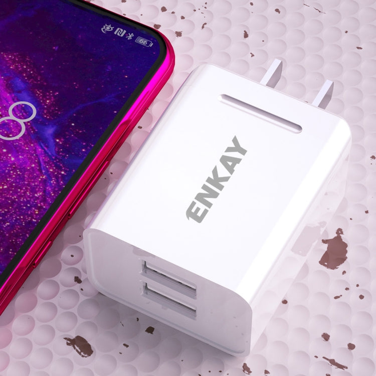 ENKAY Hat-Prince U008-1 10.5W 2.1A Dual USB Charging US Plug Travel Power Adapter With 2.1A 1m Type-C Cable - USB Charger by ENKAY | Online Shopping UK | buy2fix