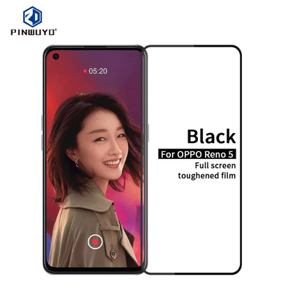 For OPPO Reno5 PINWUYO 9H 2.5D Full Screen Tempered Glass Film(Black) - OPPO Tempered Glass by PINWUYO | Online Shopping UK | buy2fix