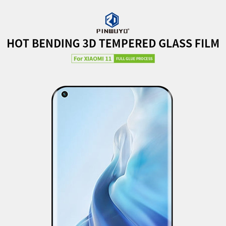 For Xiaomi Mi 11 PINWUYO 9H 3D Hot Bending Tempered Glass Film(Black) -  by PINWUYO | Online Shopping UK | buy2fix