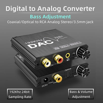 Digital To Analog Audio Converter Stereo Extractor DAC Amplifier Optical SPDIF 192Khz 24Bit -  by buy2fix | Online Shopping UK | buy2fix