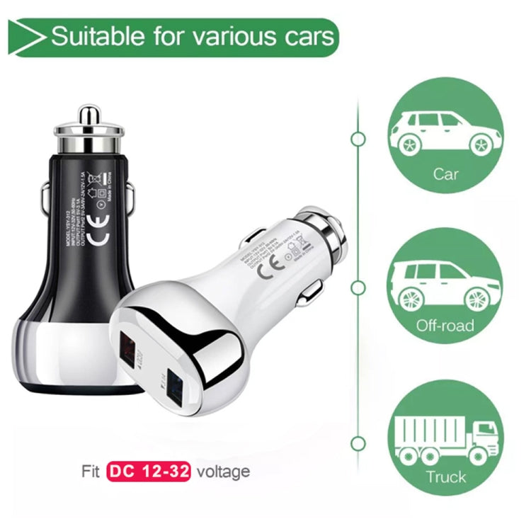YSY-312 18W Portable QC3.0 Dual USB Mobile Phones and Tablet PCs Universal Car Charger(White) - Car Charger by buy2fix | Online Shopping UK | buy2fix
