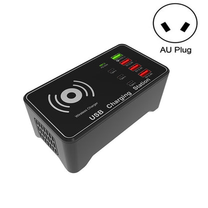 A7 High-power 100W 4 x PD 20W + QC3.0 USB Charger +15W Qi Wireless Charger Multi-port Smart Charger Station, Plug Size:AU Plug - Plug Adaptor by buy2fix | Online Shopping UK | buy2fix