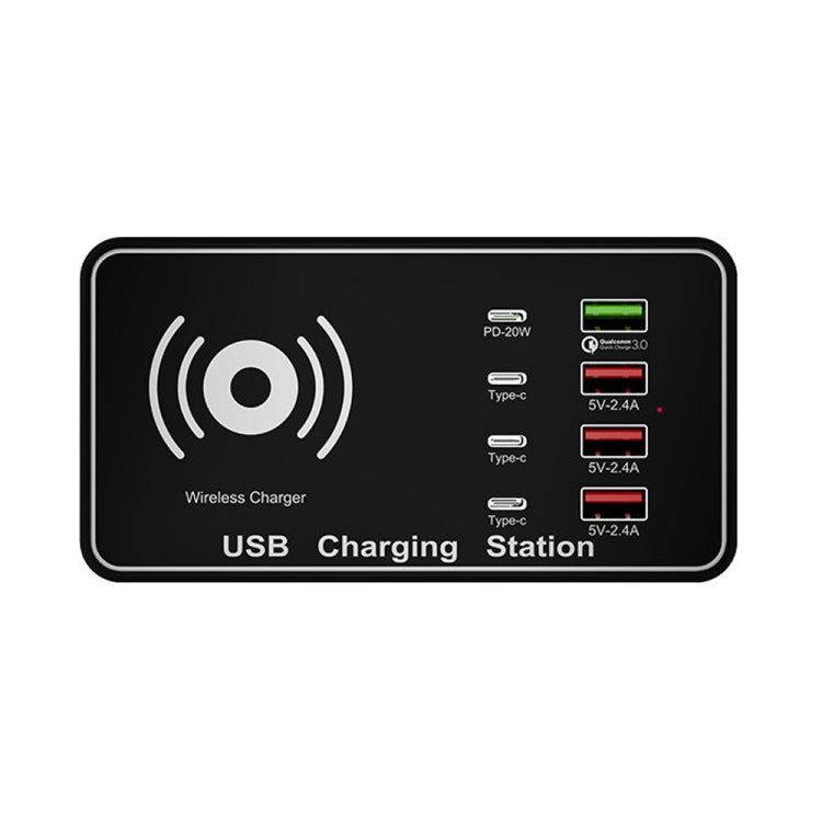 A7 High-power 100W 4 x PD 20W + QC3.0 USB Charger +15W Qi Wireless Charger Multi-port Smart Charger Station, Plug Size:AU Plug - Plug Adaptor by buy2fix | Online Shopping UK | buy2fix