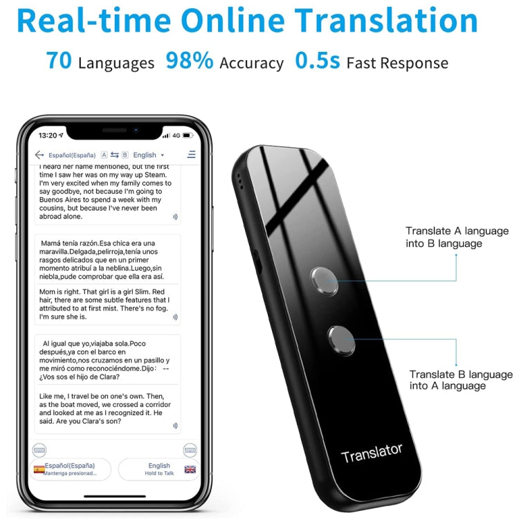 G6 Portable Instant Real Time Voice Translator Multi Language Voice Personal Travel Assistant Translator(Black) - Consumer Electronics by buy2fix | Online Shopping UK | buy2fix