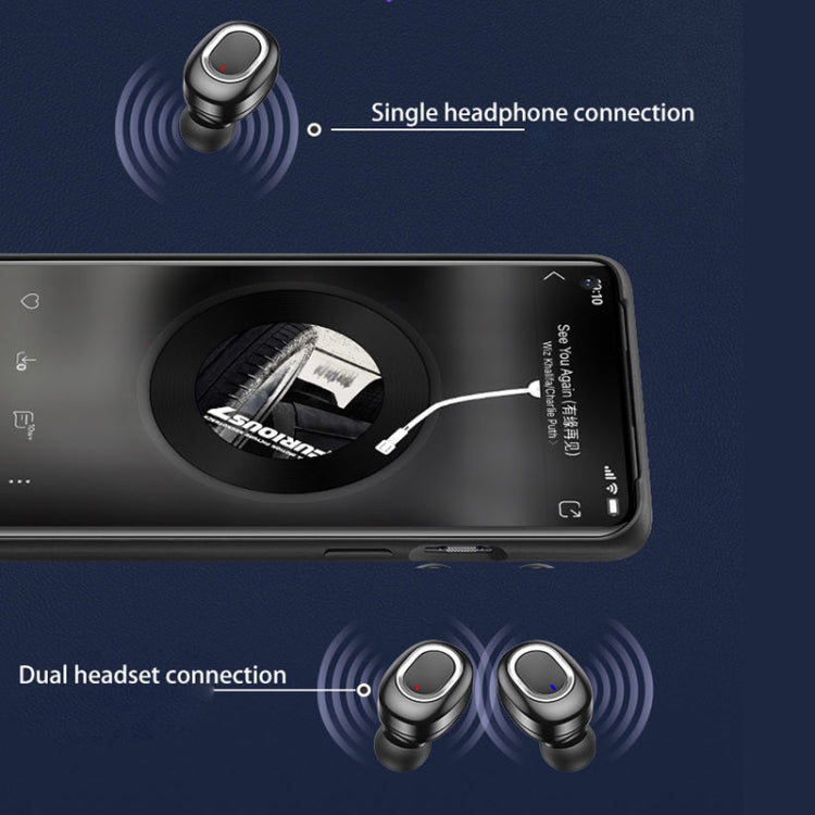 T&G TG909 TWS In-Ear Mini Dual Channel Stereo Bluetooth Earphones with LED Display(Black Silver) - Bluetooth Earphone by T&G | Online Shopping UK | buy2fix