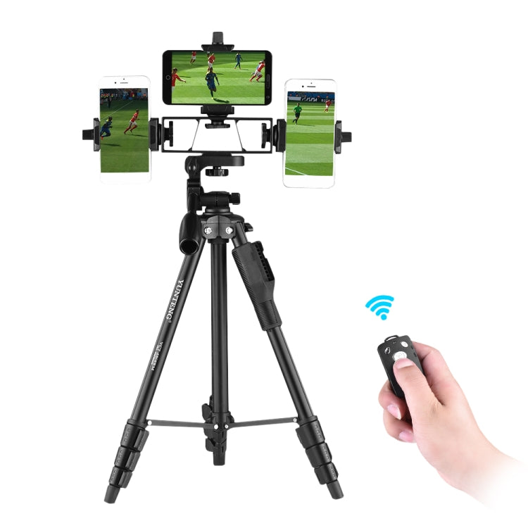 YUNTENG VCT-6808 Multi-Phone Bracket Tripod Mount with Ball Head and Remote Control - Tripods by YUNTENG | Online Shopping UK | buy2fix