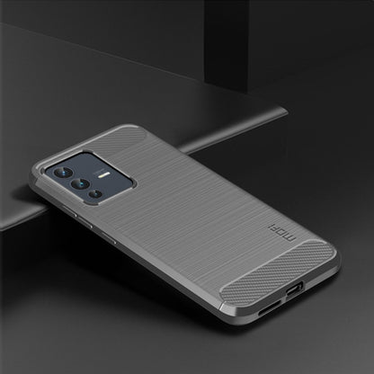 For vivo V23 5G/S12 MOFI Gentleness Series Brushed Texture Carbon Fiber Soft TPU Phone Case(Gray) - vivo Cases by MOFI | Online Shopping UK | buy2fix