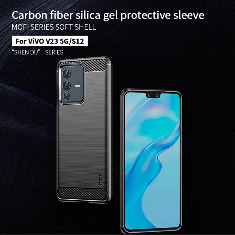 For vivo V23 5G/S12 MOFI Gentleness Series Brushed Texture Carbon Fiber Soft TPU Phone Case(Gray) - vivo Cases by MOFI | Online Shopping UK | buy2fix