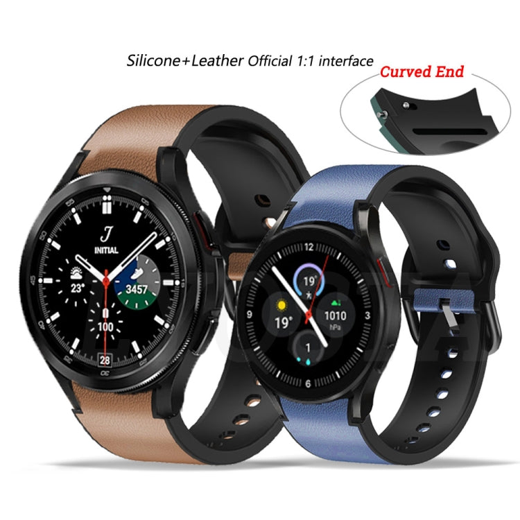 For Samsung Galaxy Watch 4 40mm 20mm Silicone Pasted Leather Watch Band(Brown) - Smart Wear by buy2fix | Online Shopping UK | buy2fix