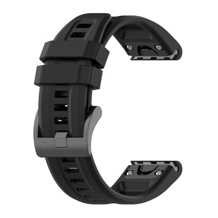 For Garmin Fenix 5X Plus 26mm Silicone Sport Pure Color Watch Band(Black) - Smart Wear by buy2fix | Online Shopping UK | buy2fix