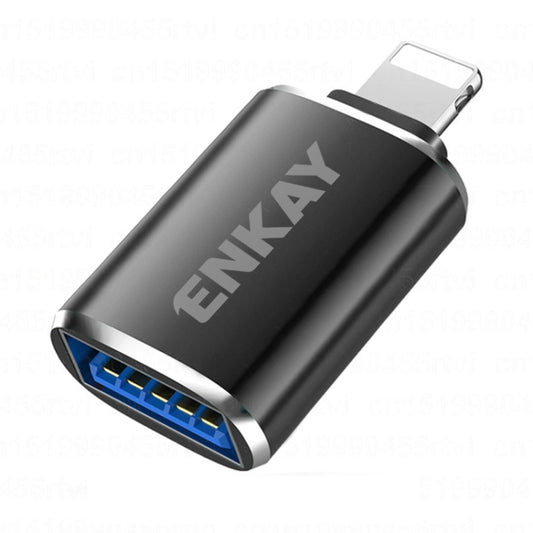 ENKAY ENK-AT110 8 Pin Male to USB 3.0 Female Aluminium Alloy OTG Adapter(Black) - Converter & Adapter by ENKAY | Online Shopping UK | buy2fix