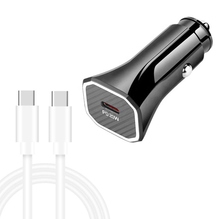TE-P2 PD20W USB-C / Type-C Car Charger with Type-C to Type-C Data Cable(Black) - Car Charger by buy2fix | Online Shopping UK | buy2fix