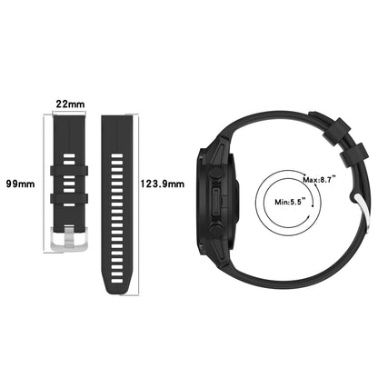 For Garmin Approach S60 22mm Solid Color Silicone Watch Band(Black) - Smart Wear by buy2fix | Online Shopping UK | buy2fix