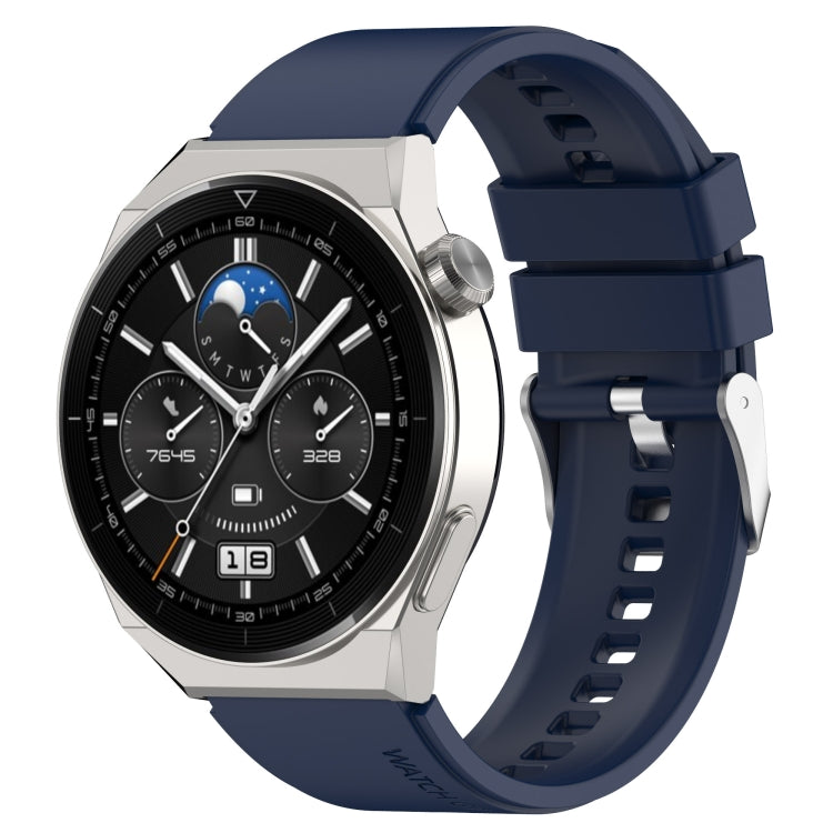 For Huawei Watch GT2 Pro / GT2e 22mm Protruding Head Silicone Strap Silver Buckle(Navy Blue) - Watch Bands by buy2fix | Online Shopping UK | buy2fix