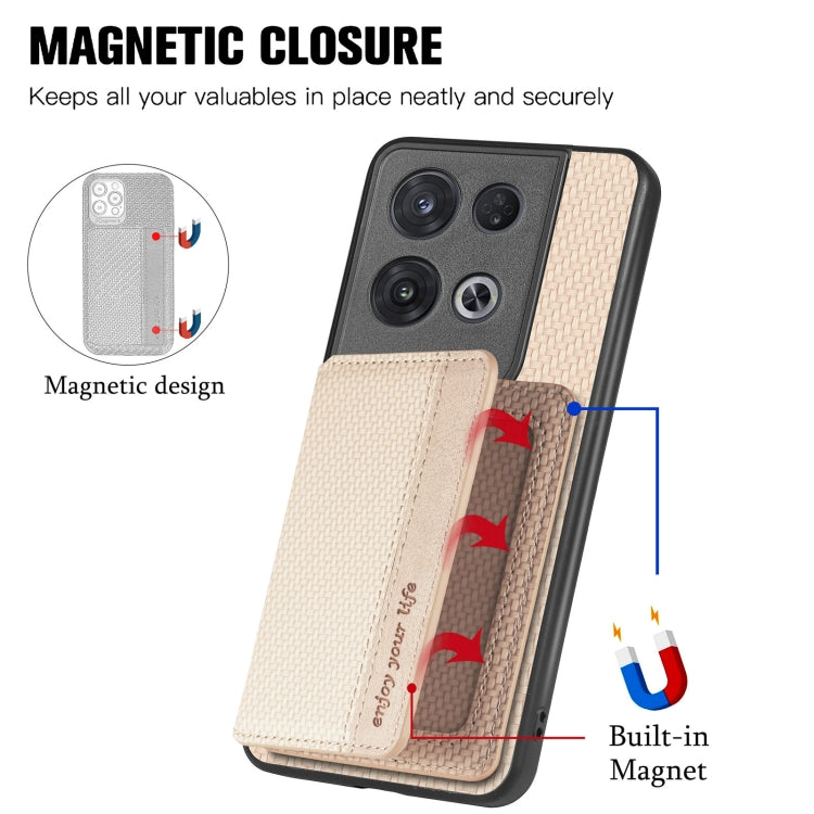 For OPPO Reno 8 Pro Carbon Fiber Magnetic Card Bag Phone Case(Black) - Realme Cases by buy2fix | Online Shopping UK | buy2fix