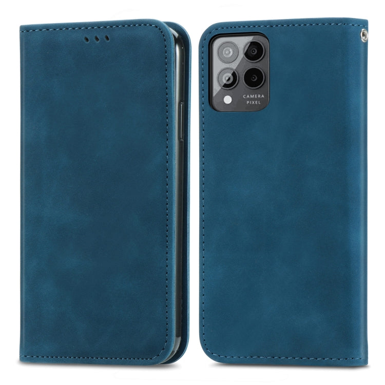 For T-Mobile Revvl 6 Pro 5G Retro Skin Feel Magnetic Leather Phone Case(Blue) - More Brand by buy2fix | Online Shopping UK | buy2fix