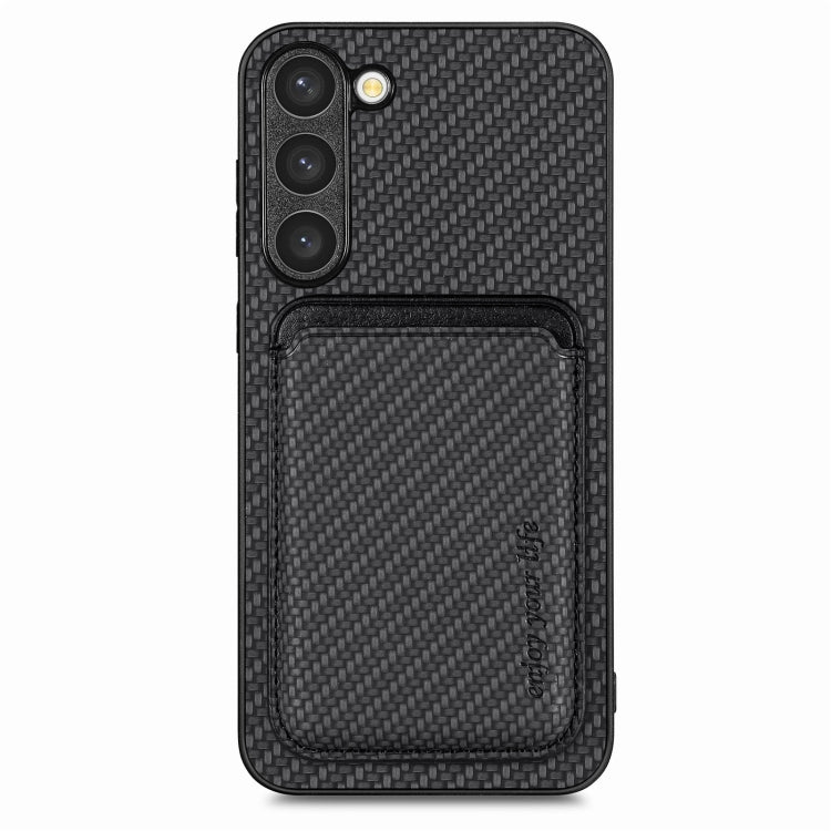 For Samsung Galaxy S23 5G Carbon Fiber Leather Card Magsafe Case(Black) - Galaxy S23 5G Cases by buy2fix | Online Shopping UK | buy2fix