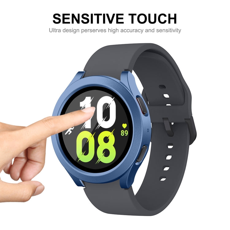 For Samsung Galaxy Watch4/5 40mm ENKAY Hat-Prince Waterproof Full Coverage PC Frame + 9H Tempered Glass Case(Dark Blue) - Watch Cases by ENKAY | Online Shopping UK | buy2fix