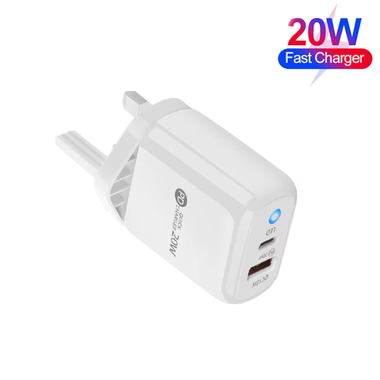 PD04 Type-C + USB Mobile Phone Charger with USB to Micro USB Cable, UK Plug(White) -  by buy2fix | Online Shopping UK | buy2fix