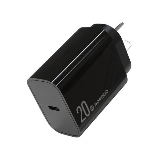 NORTHJO NOPD2001 PD 20W USB-C / Type-C Single Port Fast Charger, Plug Type:AU Plug(Black) - USB Charger by NORTHJO | Online Shopping UK | buy2fix