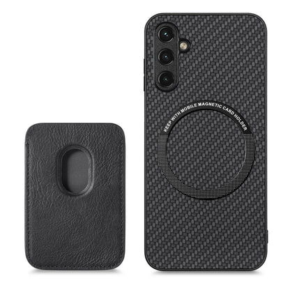 For Samsung Galaxy A54 5G Carbon Fiber Leather Card Magsafe Magnetic Phone Case(Black) - Galaxy Phone Cases by buy2fix | Online Shopping UK | buy2fix