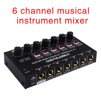 B020 Mini 6-Channel Stereo Audio Mixer Musical Instrument Mixer Electric Wind Electric Guitar Electronic Piano Drums Mixer - Consumer Electronics by buy2fix | Online Shopping UK | buy2fix