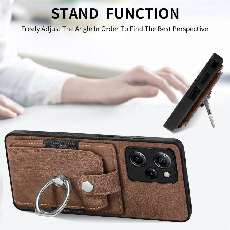 For Xiaomi Poco X5 Pro Retro Skin-feel Ring Card Wallet Phone Case(Brown) - Xiaomi Cases by buy2fix | Online Shopping UK | buy2fix