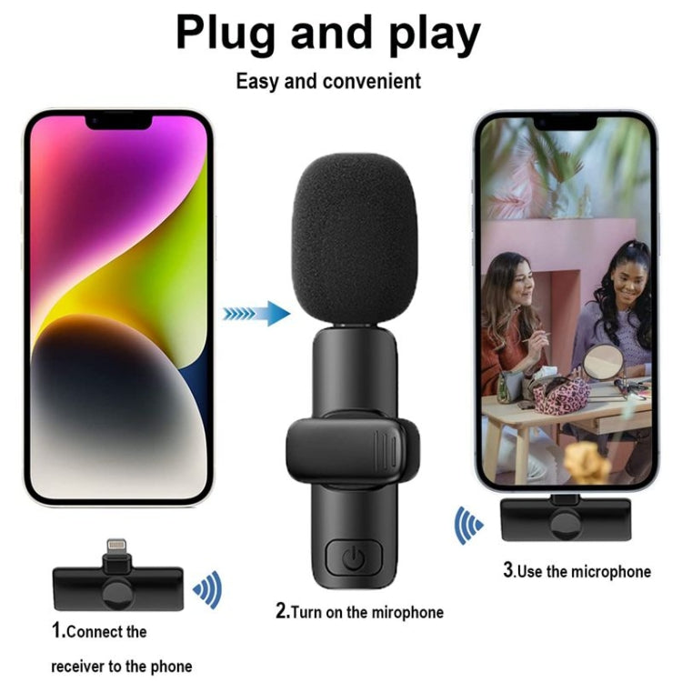 Bluetooth  Mini Microphone Wireless Lavalier Noise Reduction Microphone for iPhone / iPad, with 8 Pin Receiver & Single Microphone - Microphone by buy2fix | Online Shopping UK | buy2fix