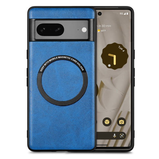 For Google Pixel 7A Solid Color Leather Skin Back Cover Phone Case(Blue) - Google Cases by buy2fix | Online Shopping UK | buy2fix