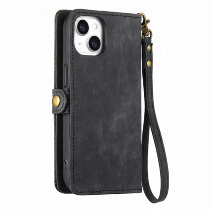 For iPhone 11 Geometric Zipper Wallet Side Buckle Leather Phone Case(Black) - iPhone 11 Cases by buy2fix | Online Shopping UK | buy2fix