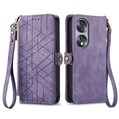 For Honor X40i Geometric Zipper Wallet Side Buckle Leather Phone Case(Purple) - Honor Cases by buy2fix | Online Shopping UK | buy2fix