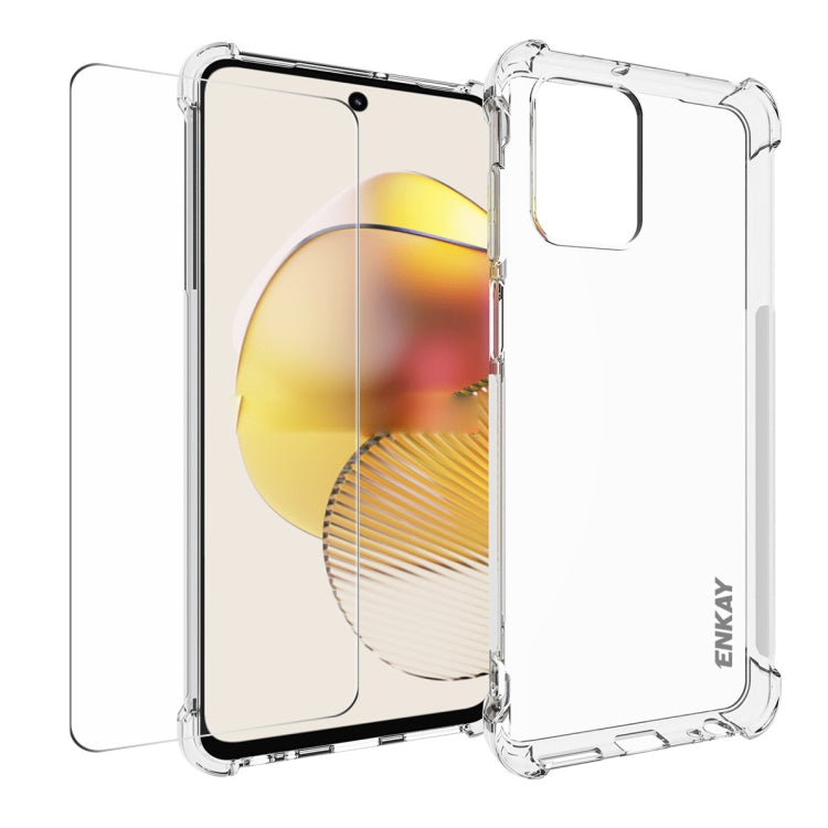 For Motorola Moto G73 5G ENKAY Transparent TPU Shockproof Phone Case with Glass Film - Motorola Cases by ENKAY | Online Shopping UK | buy2fix