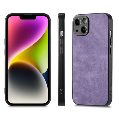 For iPhone 14 ENKAY Retro Leather Skin PC Phone Case with High Aluminum-silicon Glass Film(Purple) - iPhone 14 Cases by ENKAY | Online Shopping UK | buy2fix