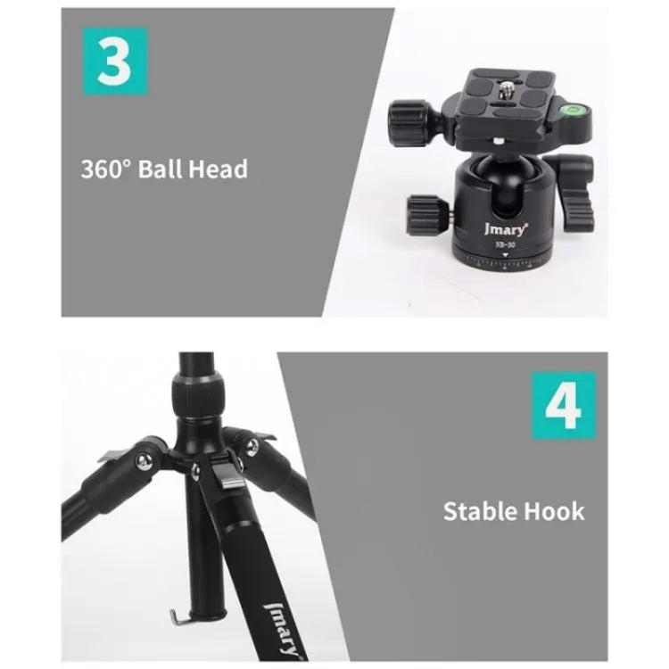 JMARY KT325+NB30 1.6m Portable Aluminum Alloy Action Camera Rotating Tripod Holder - Tripods by Jmary | Online Shopping UK | buy2fix