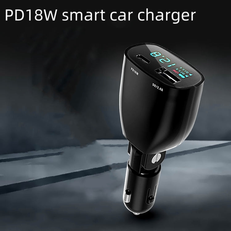 TR-83 QC3.0 + Type-C PD18W Super Fast Charger Adapter With LED Voltage Display - Car Charger by buy2fix | Online Shopping UK | buy2fix