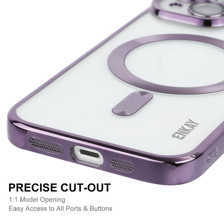 For iPhone 15 ENKAY Hat-Prince Magsafe Electroplated TPU Clear Shockproof Phone Case(Purple) - iPhone 15 Cases by ENKAY | Online Shopping UK | buy2fix