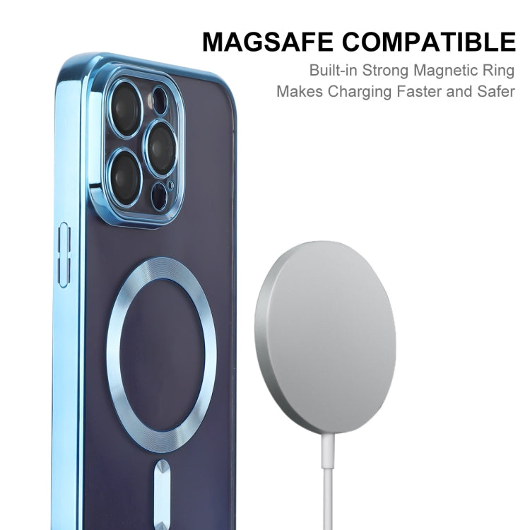 For iPhone 15 Pro Max ENKAY Hat-Prince Magsafe Electroplated TPU Clear Shockproof Phone Case(Light Blue) - iPhone 15 Pro Max Cases by ENKAY | Online Shopping UK | buy2fix