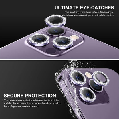 For iPhone 15 Pro / 15 Pro Max ENKAY AR Anti-reflection Individual Diamond Ring Camera Lens Glass Full Film(Deep Purple) - iPhone 15 Pro Tempered Glass by ENKAY | Online Shopping UK | buy2fix