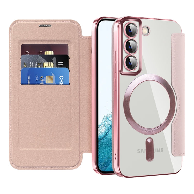 For Samsung Galaxy S22+ 5G MagSafe Magnetic RFID Anti-theft Leather Phone Case(Pink) - Galaxy S22 5G Cases by buy2fix | Online Shopping UK | buy2fix