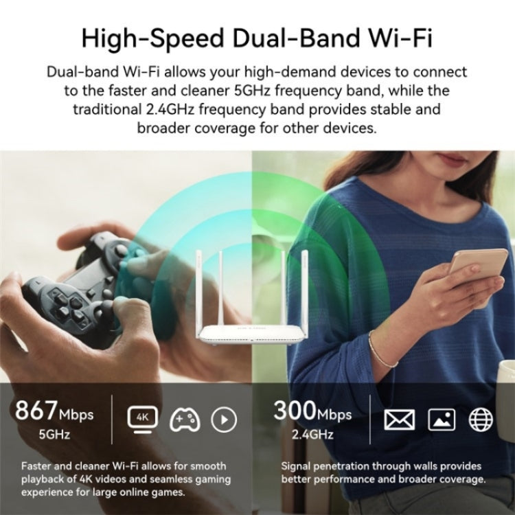 LB-LINK WR1300H Full Gigabit Port 1200M High Speed Dual Band 5G WiFi Repeater Wireless Router - Wireless Routers by LB-LINK | Online Shopping UK | buy2fix