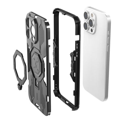 For iPhone 14 Pro Max MagSafe Supersonic Armor Holder PC Hybrid TPU Phone Case(Grey) - iPhone 14 Pro Max Cases by buy2fix | Online Shopping UK | buy2fix