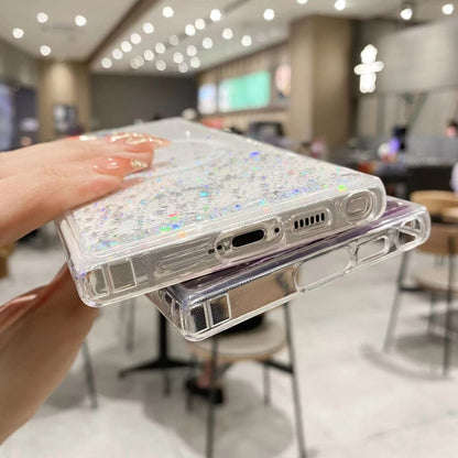 For Samsung Galaxy S22 5G MagSafe Glitter Hybrid Clear TPU Phone Case(White) - Galaxy S22 5G Cases by buy2fix | Online Shopping UK | buy2fix