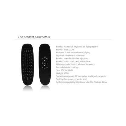 C120 2.4G Mini Keyboard Wireless Remote Mouse with 3-Gyro & 3-Gravity Sensor for PC / HTPC / IPTV / Smart TV and Android TV Box etc(Black) - Computer & Networking by buy2fix | Online Shopping UK | buy2fix