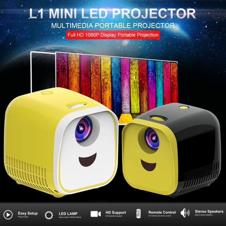 L1 Children Projector Mini LED Portable Home Speaker Projector, US Plug(Yellow) - Consumer Electronics by buy2fix | Online Shopping UK | buy2fix